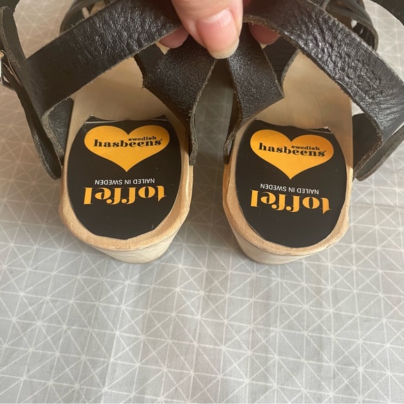 Swedish Hasbeens Braided Clog Sandals in Black Leather 40 - Picture 5 of 8